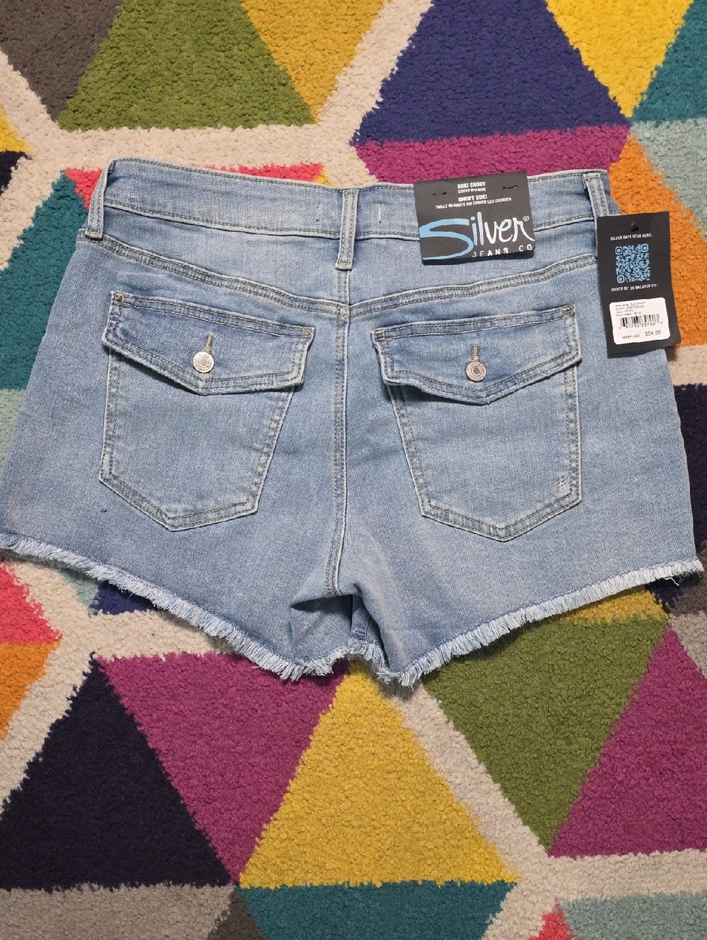 Silver Jeans Suki Light Blue Denim Button Flap Pocket Cutoff Shorts Size 30